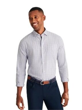 johnnie-O Performance Blue, Purple and White Checked Dress Shirt